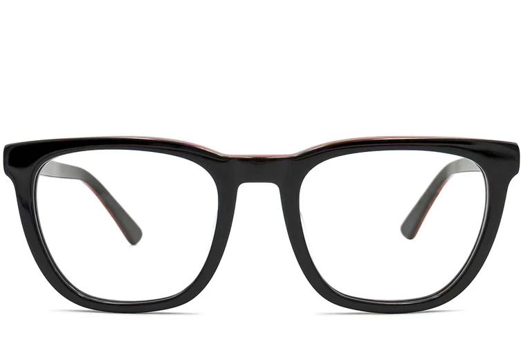 Gafas rectangulares de acetato negro #BS0420-0083