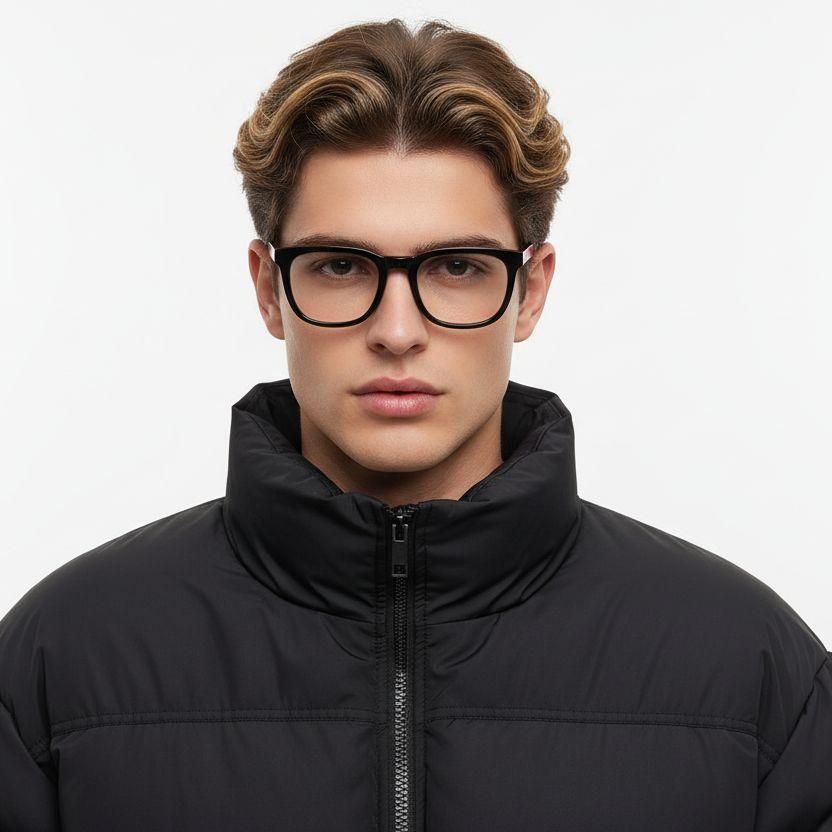 Rectangular Black Acetate Glasses #BS0420-0083