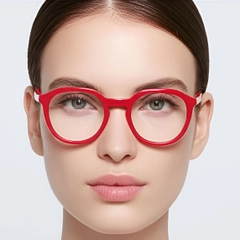 Oval Red Acetate Glasses #BS0420-0084