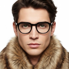 Oval Black Acetate Glasses #BS0420-0085
