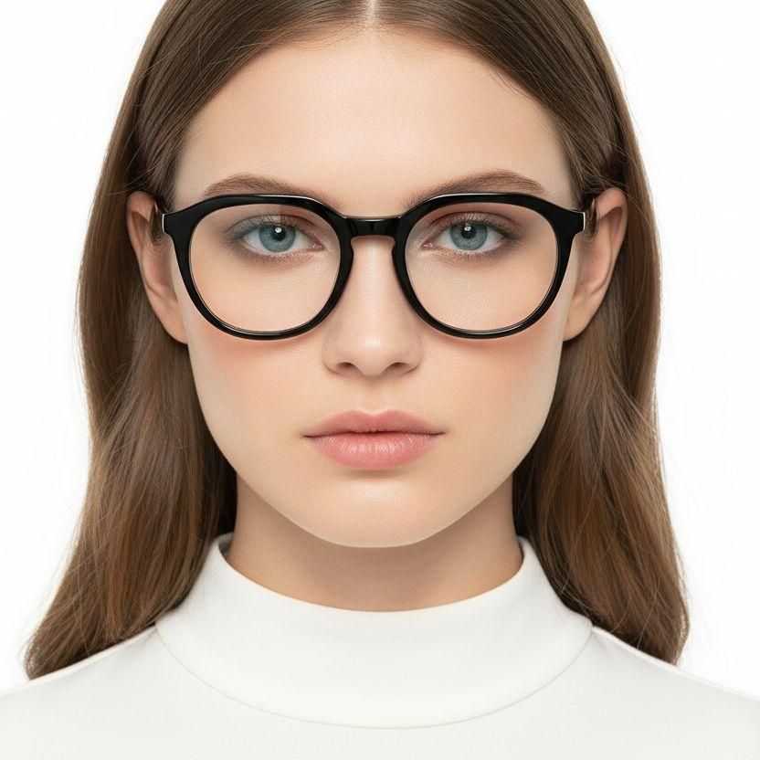 Oval Black Acetate Glasses #BS0420-0085