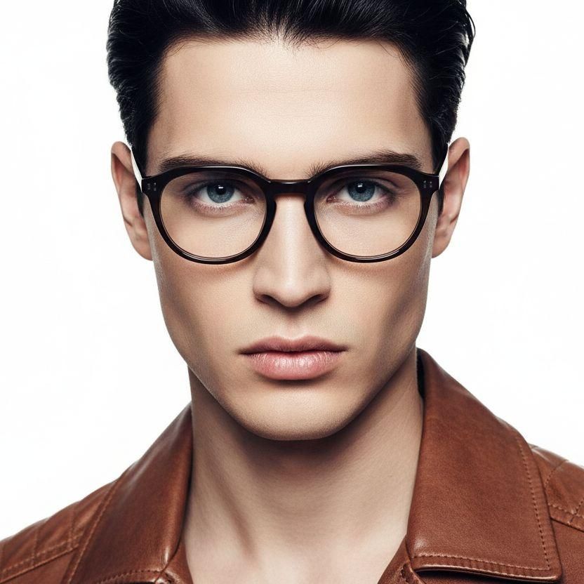 Lunettes ovales en acétate marron #BS0420-0086