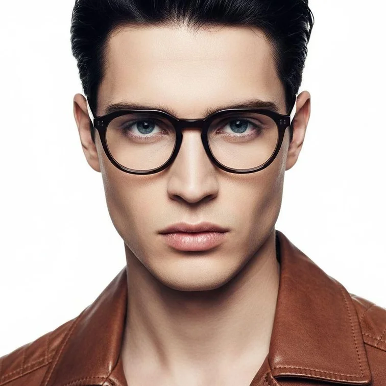Lunettes ovales en acétate marron #BS0420-0086