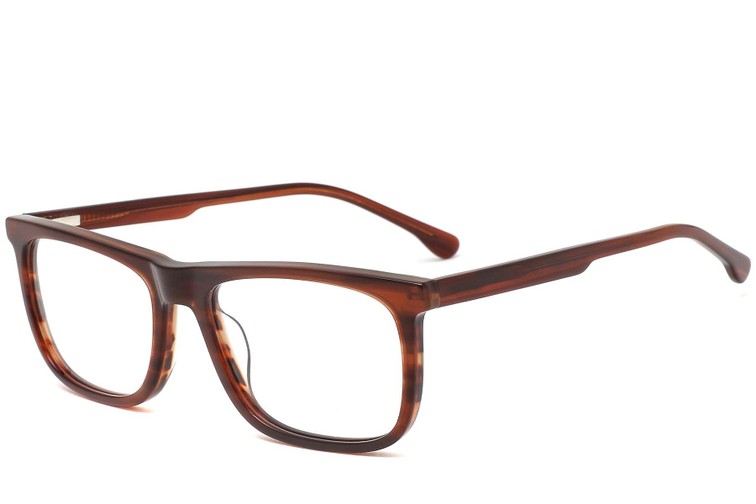 Rectangular Brown Acetate Glasses #BS0420-0089