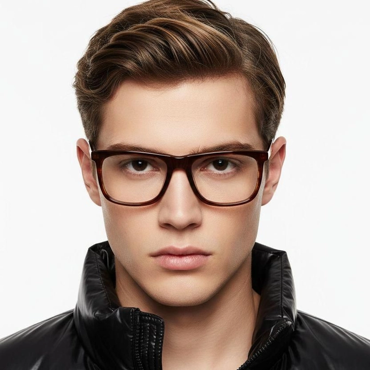 Rectangular Brown Acetate Glasses #BS0420-0089