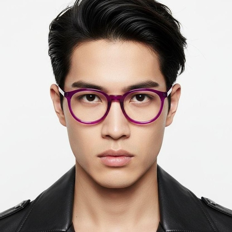 Gafas ovaladas de acetato morado #BS0420-0097