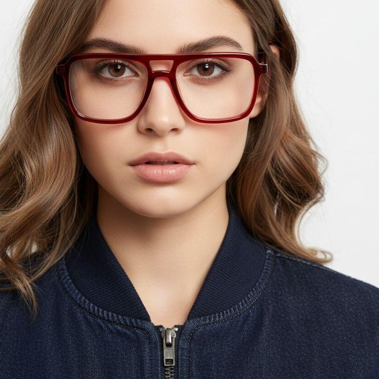 Aviator Red Acetate Glasses #BS0420-0103