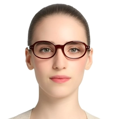 Oval Red Acetate Glasses #BS0420-0110