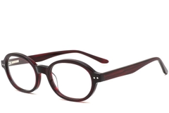Oval Red Acetate Glasses #BS0420-0110