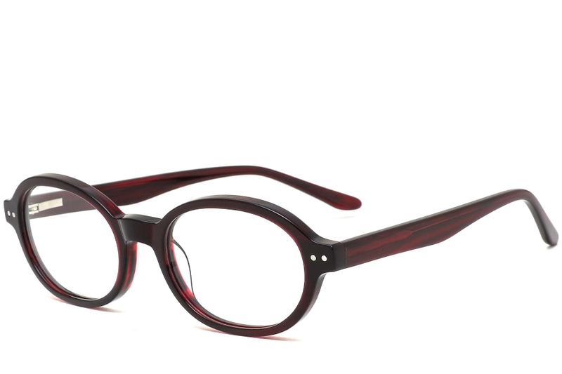 Oval Red Acetate Glasses #BS0420-0110