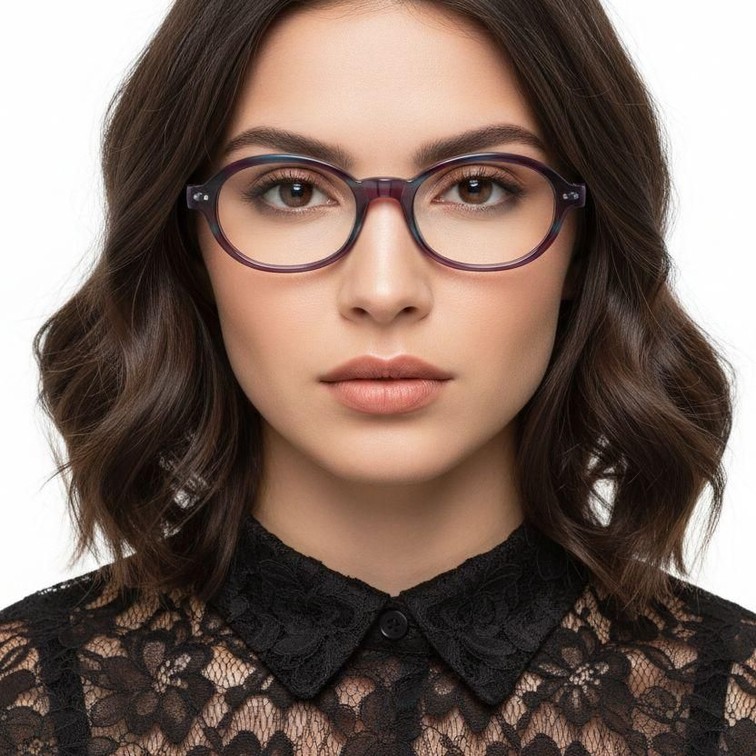 Oval Purple Acetate Glasses #BS0420-0111