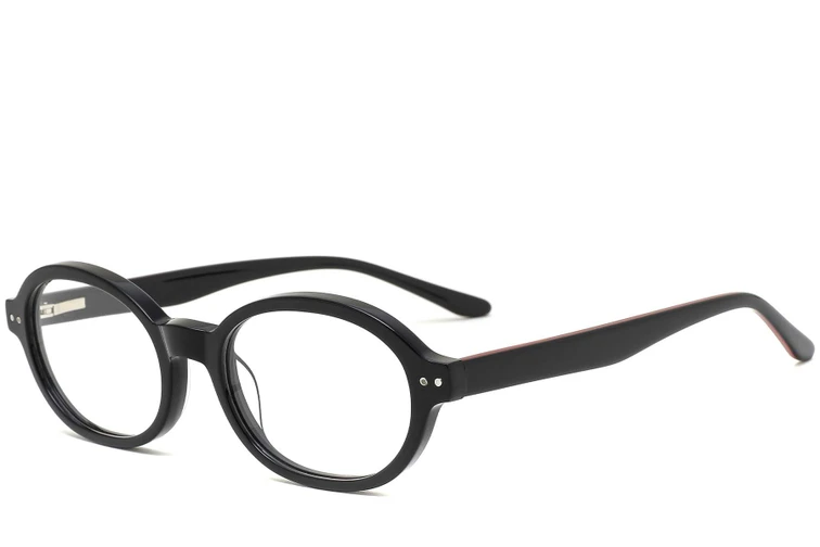 Gafas ovaladas de acetato negro #BS0420-0112