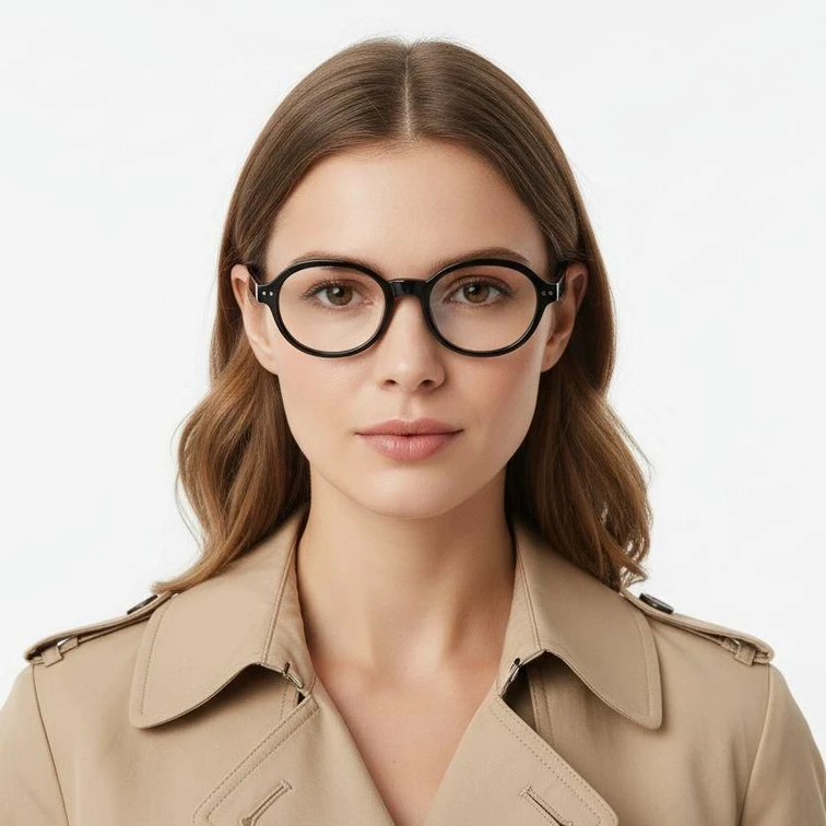 Gafas ovaladas de acetato negro #BS0420-0112