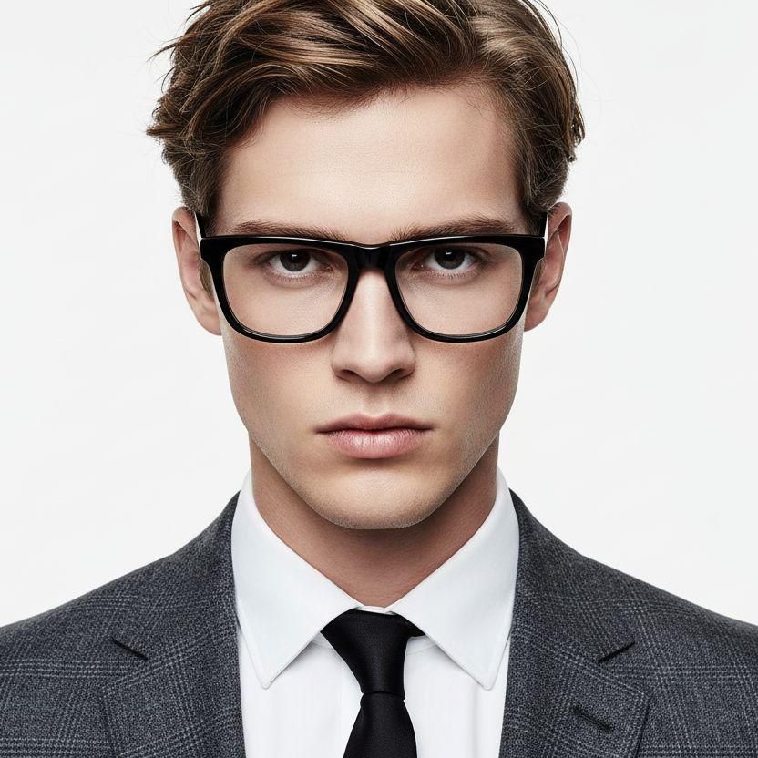 Rectangular Black Acetate Glasses #BS0420-0113