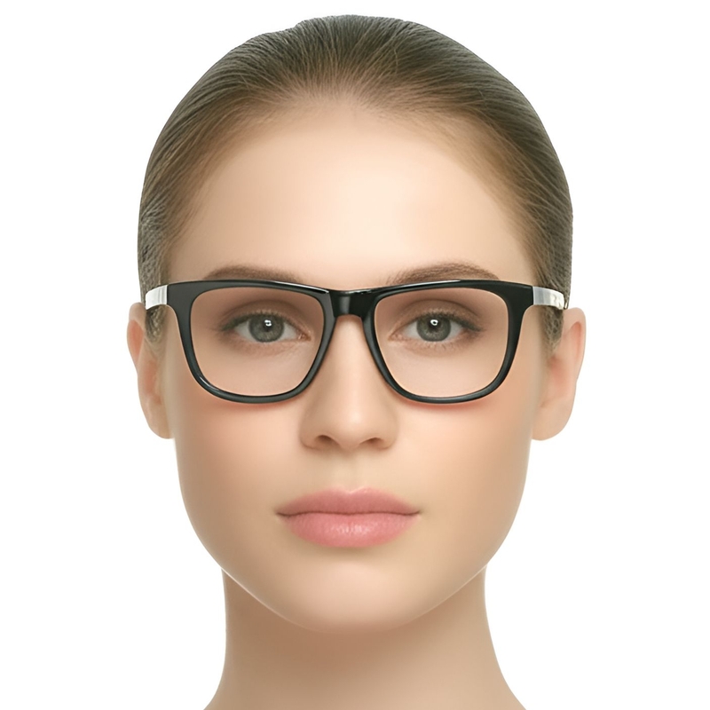 Rectangular Black Acetate Glasses #BS0420-0113