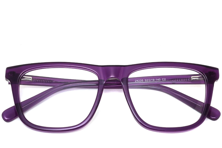 Rectangular Purple Acetate Glasses #BS0420-0114