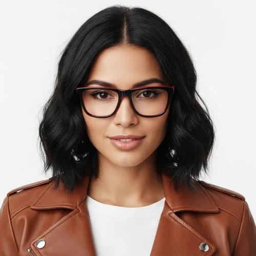 Gafas rectangulares de acetato rojo #BS0420-0115