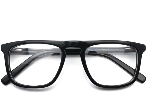 Rechteckige schwarze Acetatbrille #BS0420-0116