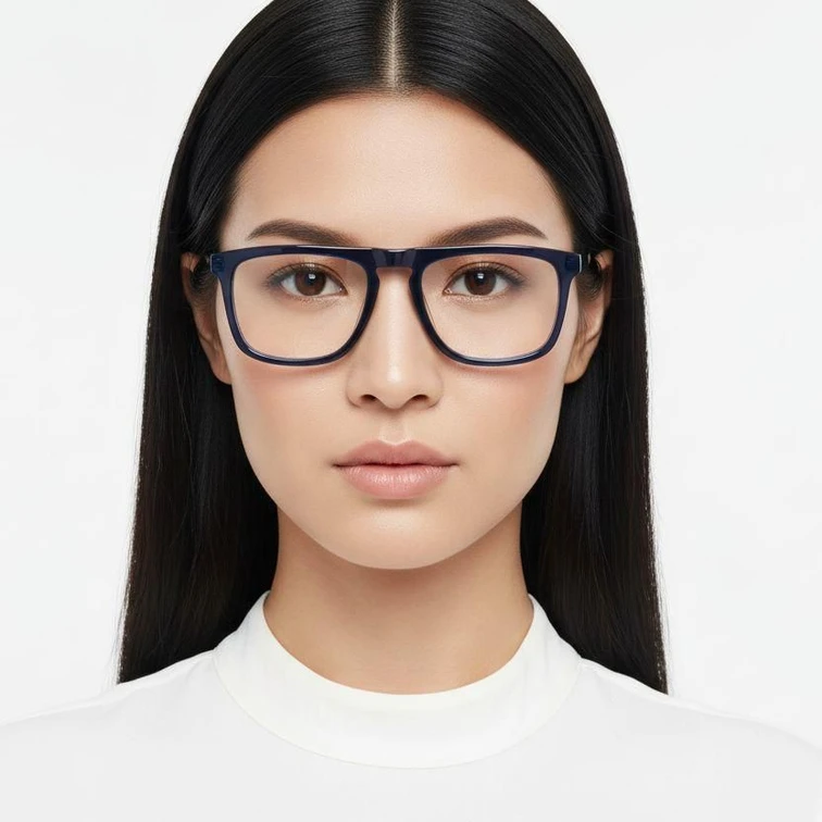 Gafas rectangulares de acetato azul #BS0420-0117