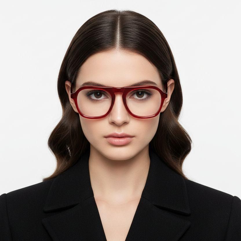 Aviator Red Acetate Glasses #BS0420-0120