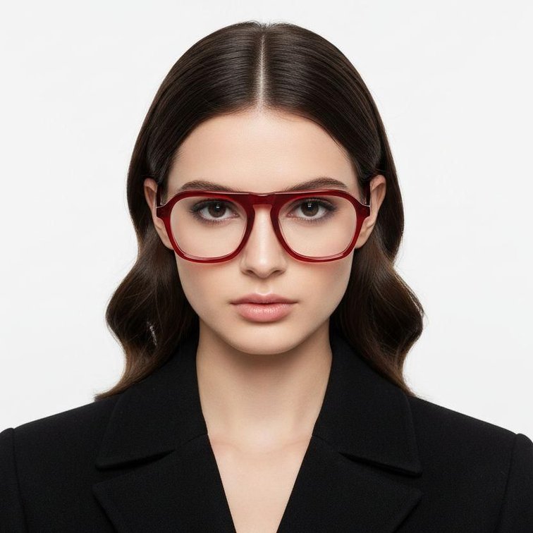 Aviator Red Acetate Glasses #BS0420-0120
