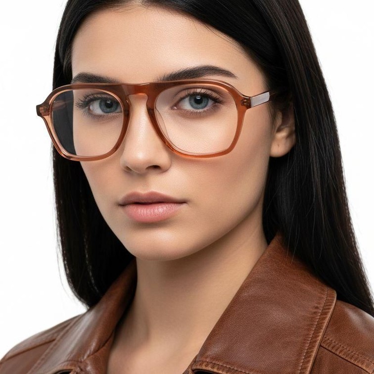 Gafas de acetato marrón estilo aviador #BS0420-0121