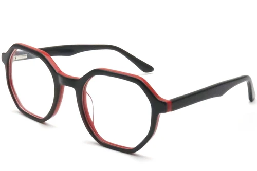 Gafas geométricas de acetato rojo #BS0420-0124