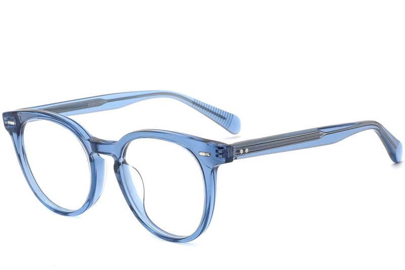 Oval Blue Acetate Glasses #BS0420-0127