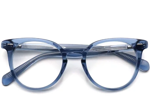 Lunettes ovales en acétate bleu #BS0420-0127