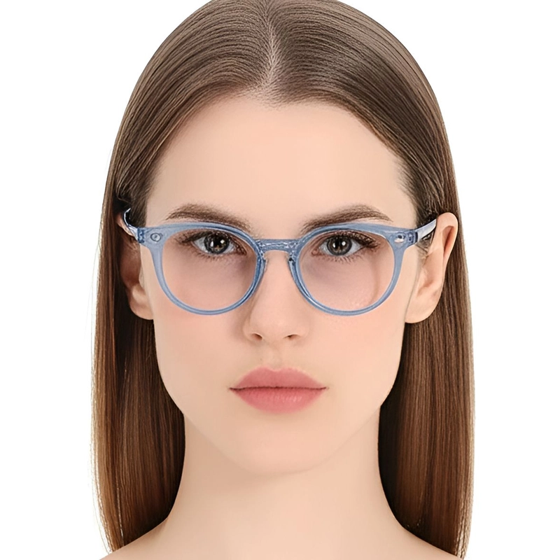Oval Blue Acetate Glasses #BS0420-0127