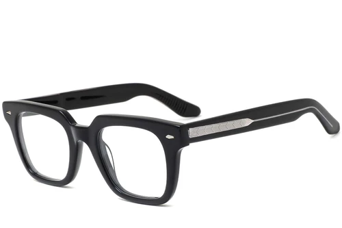 Gafas rectangulares de acetato negro #BS0420-0128