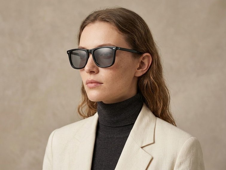 Rectangular Black Acetate Sunglasses #BS0420-0132