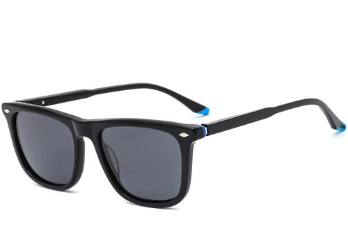 Gafas de sol rectangulares de acetato negro #BS0420-0132