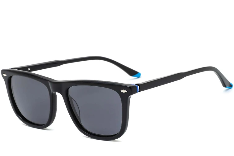 Rechteckige Sonnenbrille aus schwarzem Acetat #BS0420-0132