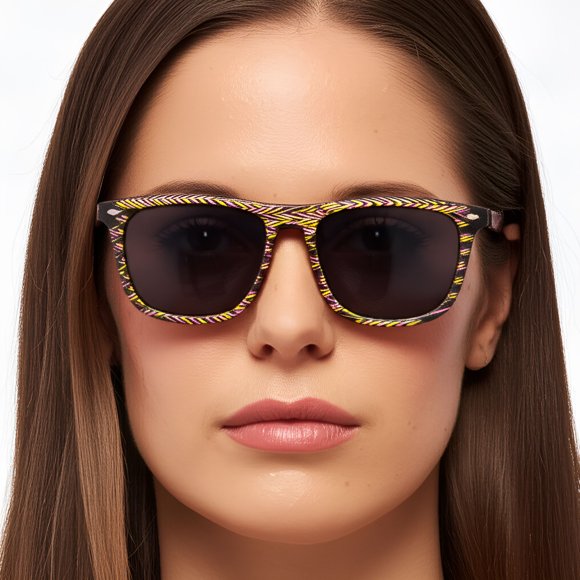 Rectangular Pattern Acetate Sunglasses #BS0420-0133