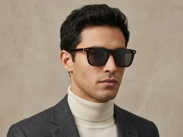 Rectangular Tortoiseshell Acetate Sunglasses #BS0420-0135