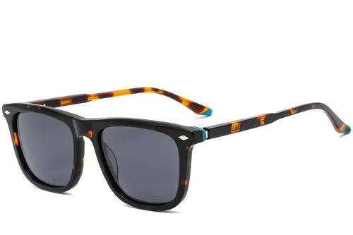 Lunettes de soleil rectangulaires en acétate écaille de tortue #BS0420-0135
