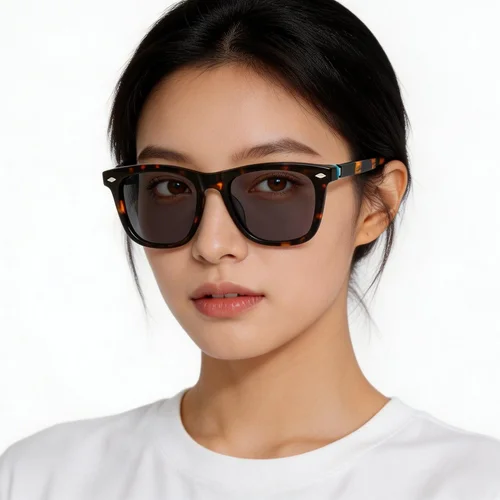 Lunettes de soleil rectangulaires en acétate écaille de tortue #BS0420-0135