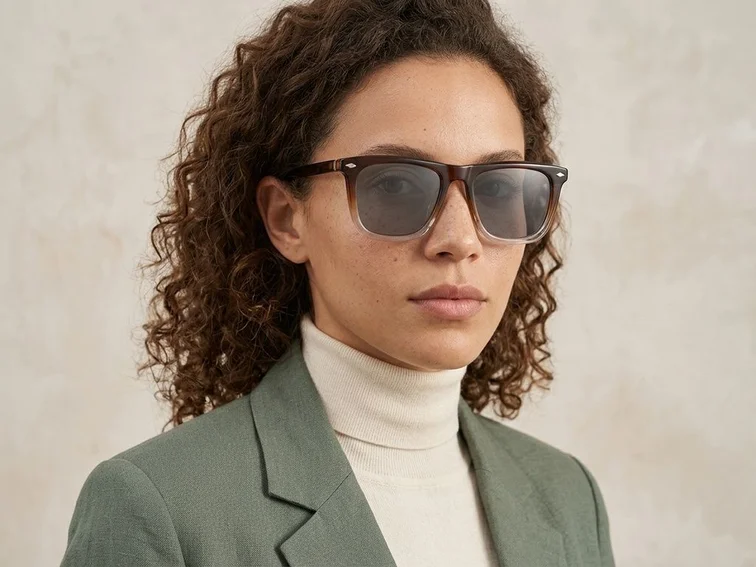 Rectangular Brown Acetate Sunglasses #BS0420-0136