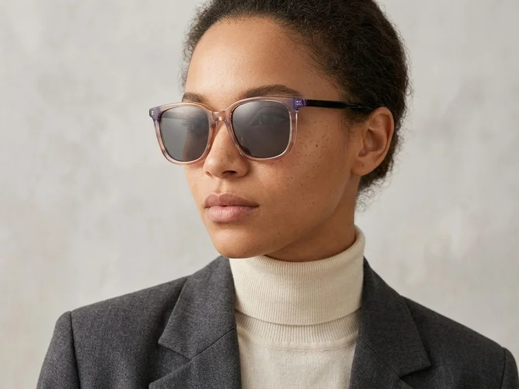 Rectangular Brown Acetate Sunglasses #BS0420-0138