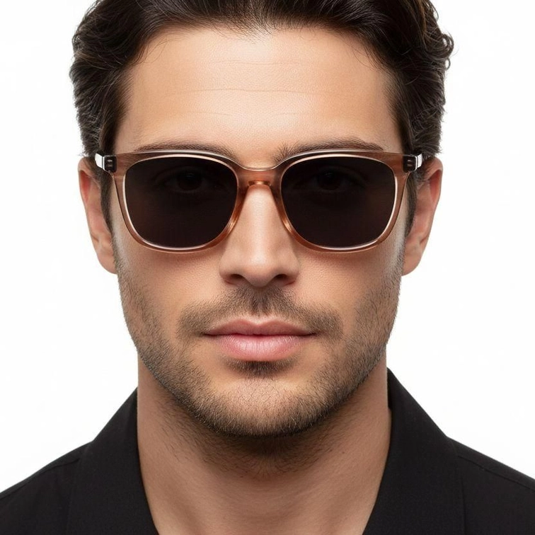 Rectangular Brown Acetate Sunglasses #BS0420-0138