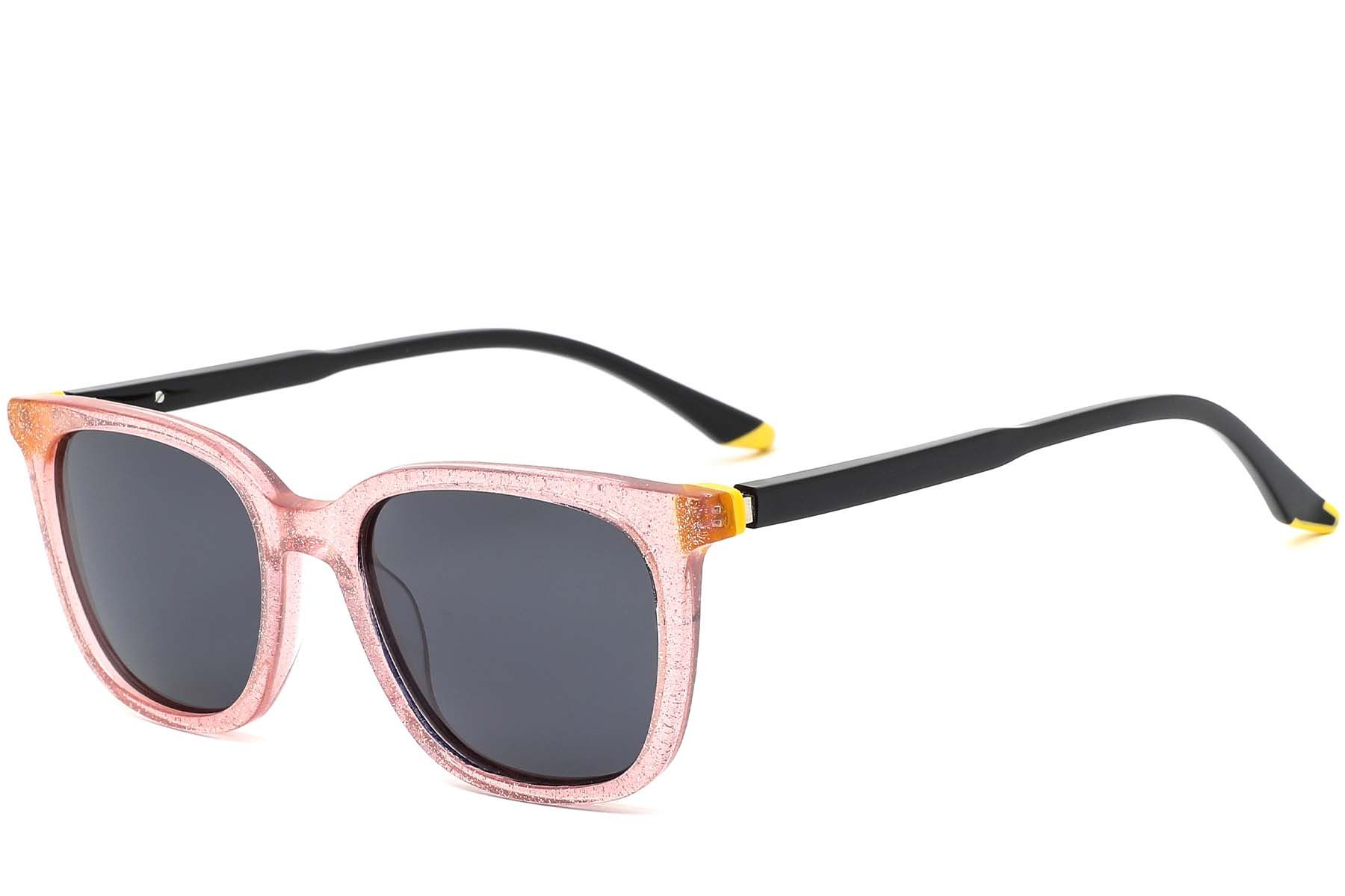 Rectangular Pink Acetate Sunglasses #BS0420-0139