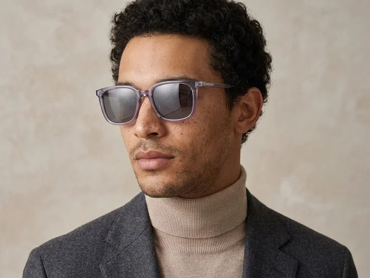 Gafas de sol rectangulares de acetato morado #BS0420-0140