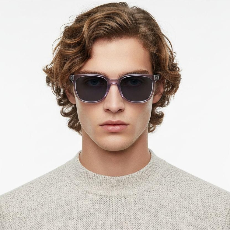 Rectangular Purple Acetate Sunglasses #BS0420-0140