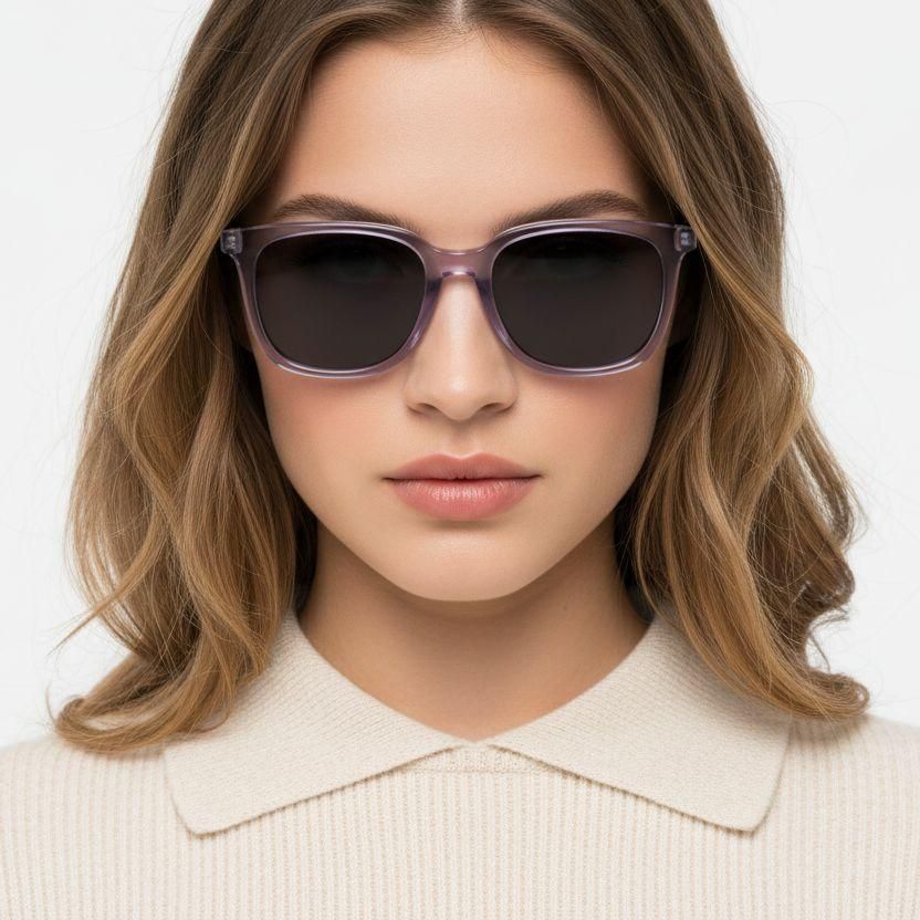 Rectangular Purple Acetate Sunglasses #BS0420-0140