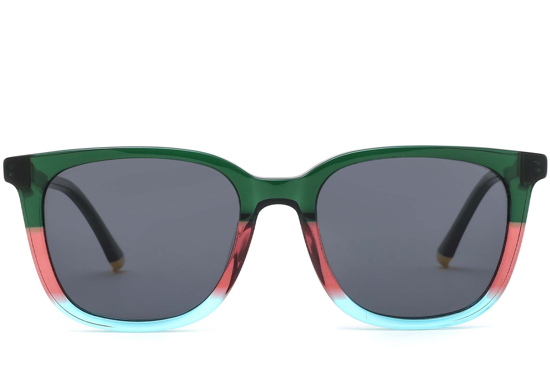 Rectangular Green Acetate Sunglasses #BS0420-0141