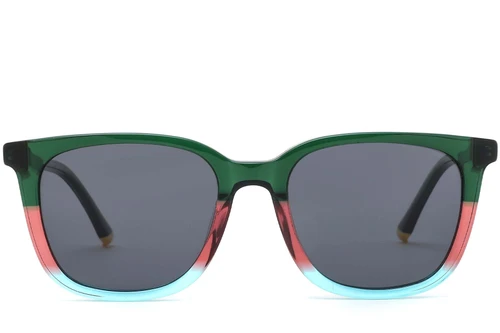 Rectangular Green Acetate Sunglasses #BS0420-0141