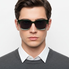 Rectangular Green Acetate Sunglasses #BS0420-0141