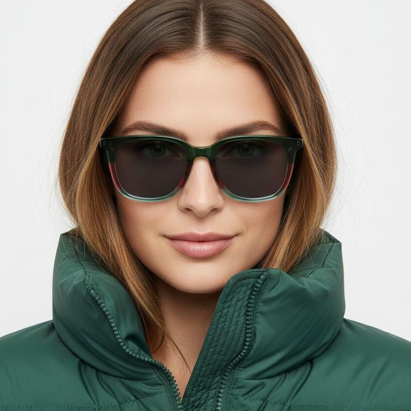 Rectangular Green Acetate Sunglasses #BS0420-0141