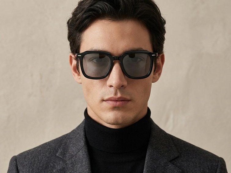 Rectangular Black Acetate Sunglasses #BS0420-0142